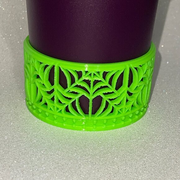 Neon Green Spiderweb Tumbler Topper and Boot for Stanley Web Glow Tumbler - Picture 1 of 2